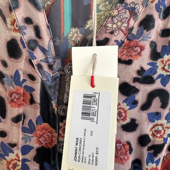 Johnny Was Plus Ontar Beesley Silk-Blend Maxi Dress Size 1X - Picture 9 of 14